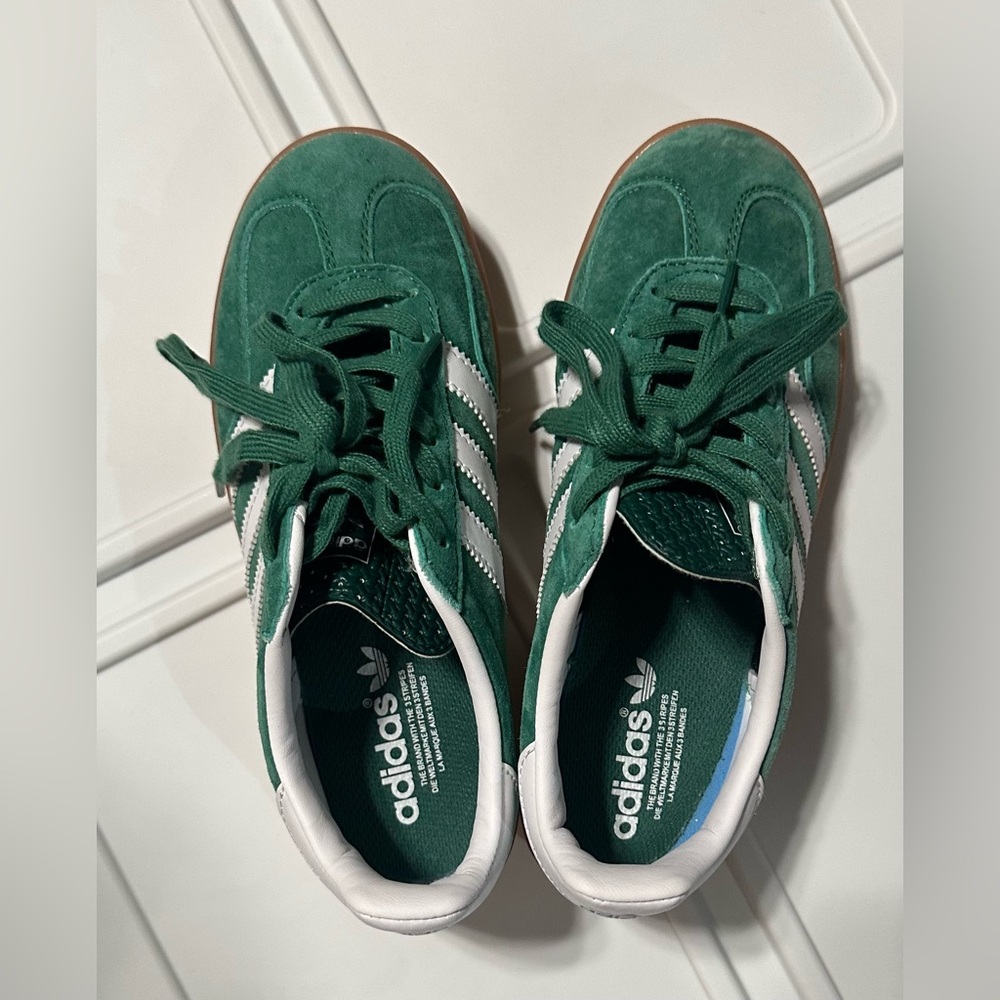 Adidas Forest Green Sneakers with White Stripes